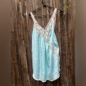 Light Blue Lace Trim slip 70s